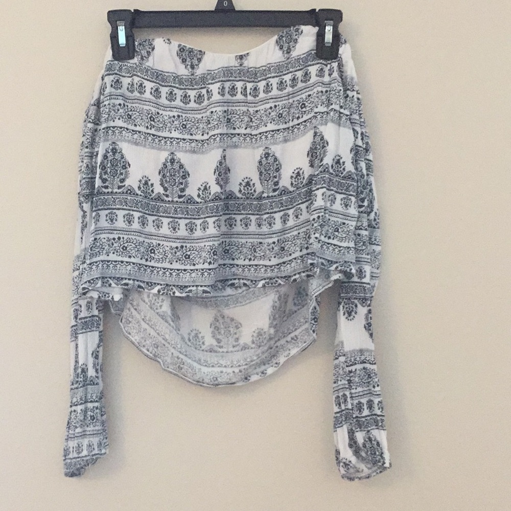 Tribal print off the shoulder blouse